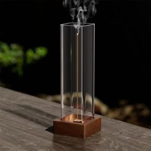 incense holder wooden glass bottle incense burner